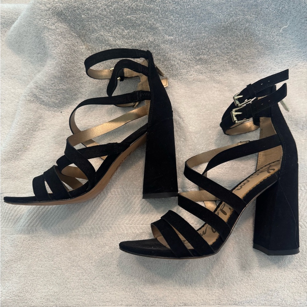 Sam Edelman Shoes Womens Size 6M Black Suede Block Heel Sandals  Dressy YEMA 6